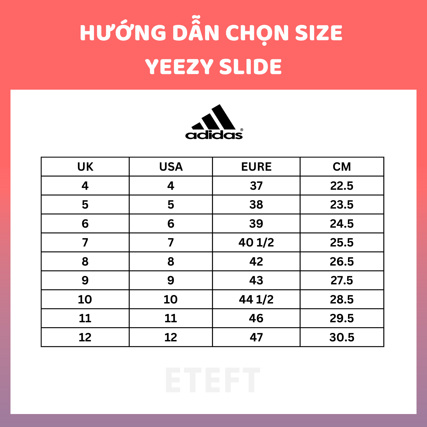 Yeezy Slide Size Chart Những Điều Bạn Cần Biết Khi Chọn Size Yeezy Sl