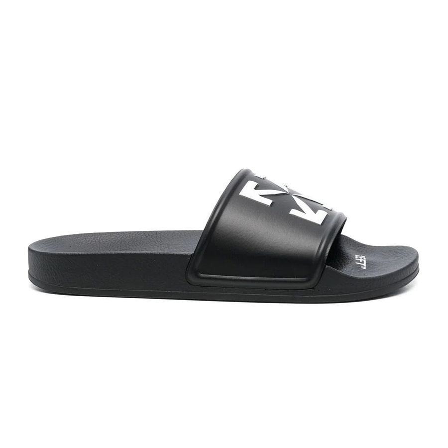 Off White Logo-printed Slides Men's Black