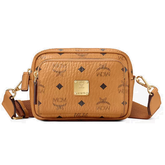 mcm heritage cognac visetos satchel mini