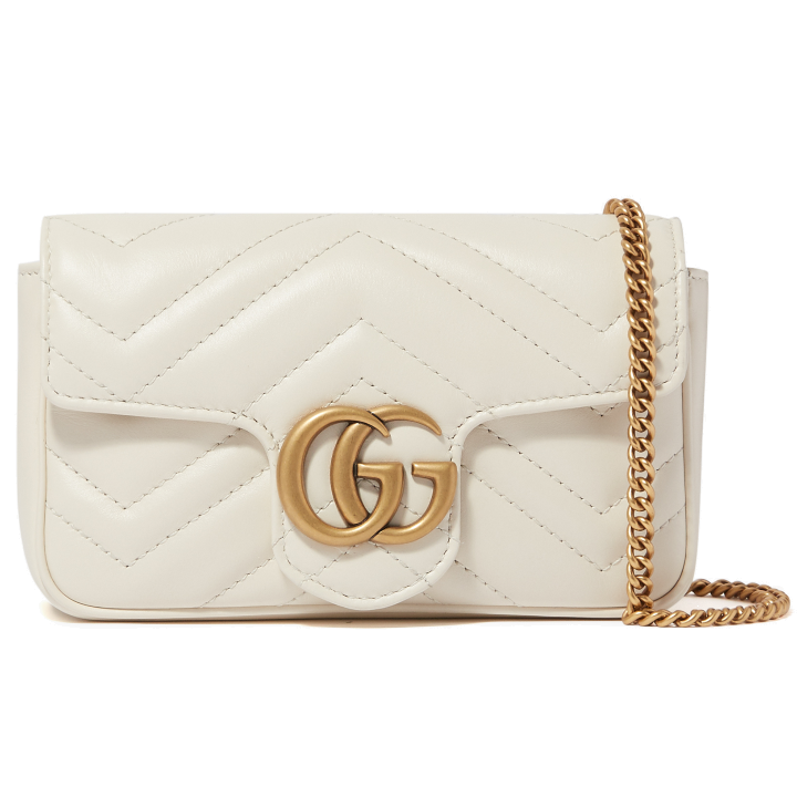 Gucci GG Marmont Matelassé Leather Super Mini Bag Navy White