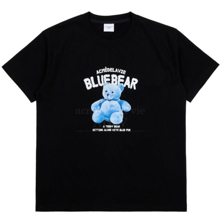 ADLV T-SHIRT BLUE TEDDY BEAR SHORT SLEEVE BLACK
