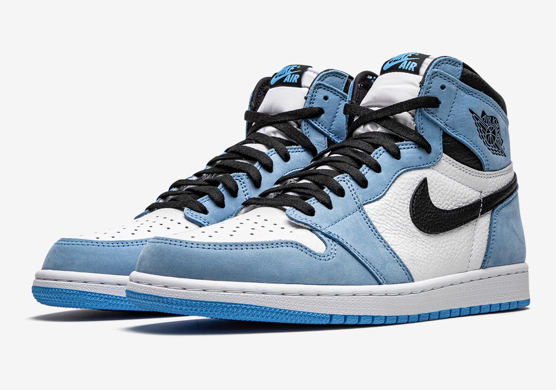NIKE JORDAN 1 RETRO HIGH WHITE UNIVERSITY BLUE BLACK