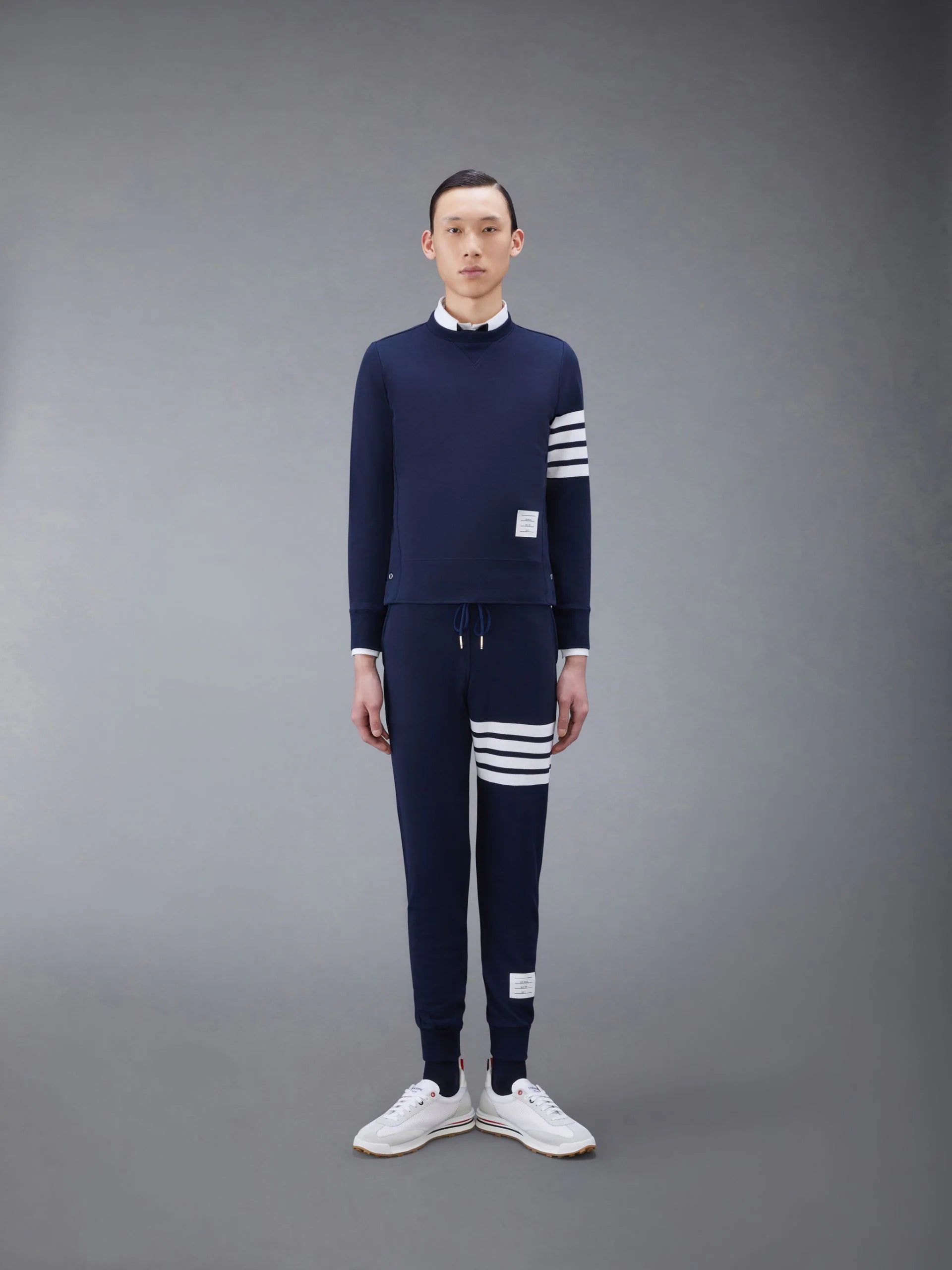 Thom browne engineered stripe 2025 crew sweat