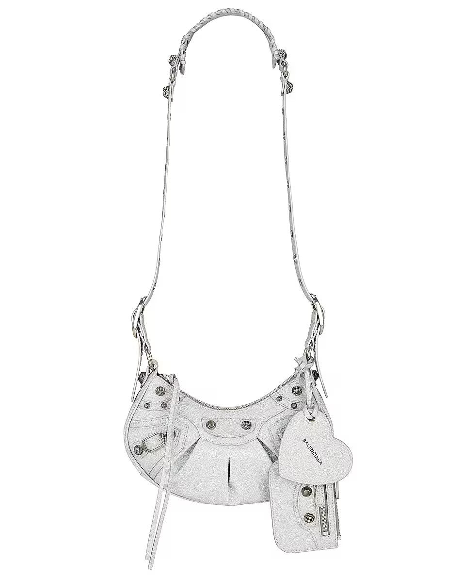 Balenciaga Womens Hourglass Handbag Crocodile Embossed In White Balenciaga   The Designer Club