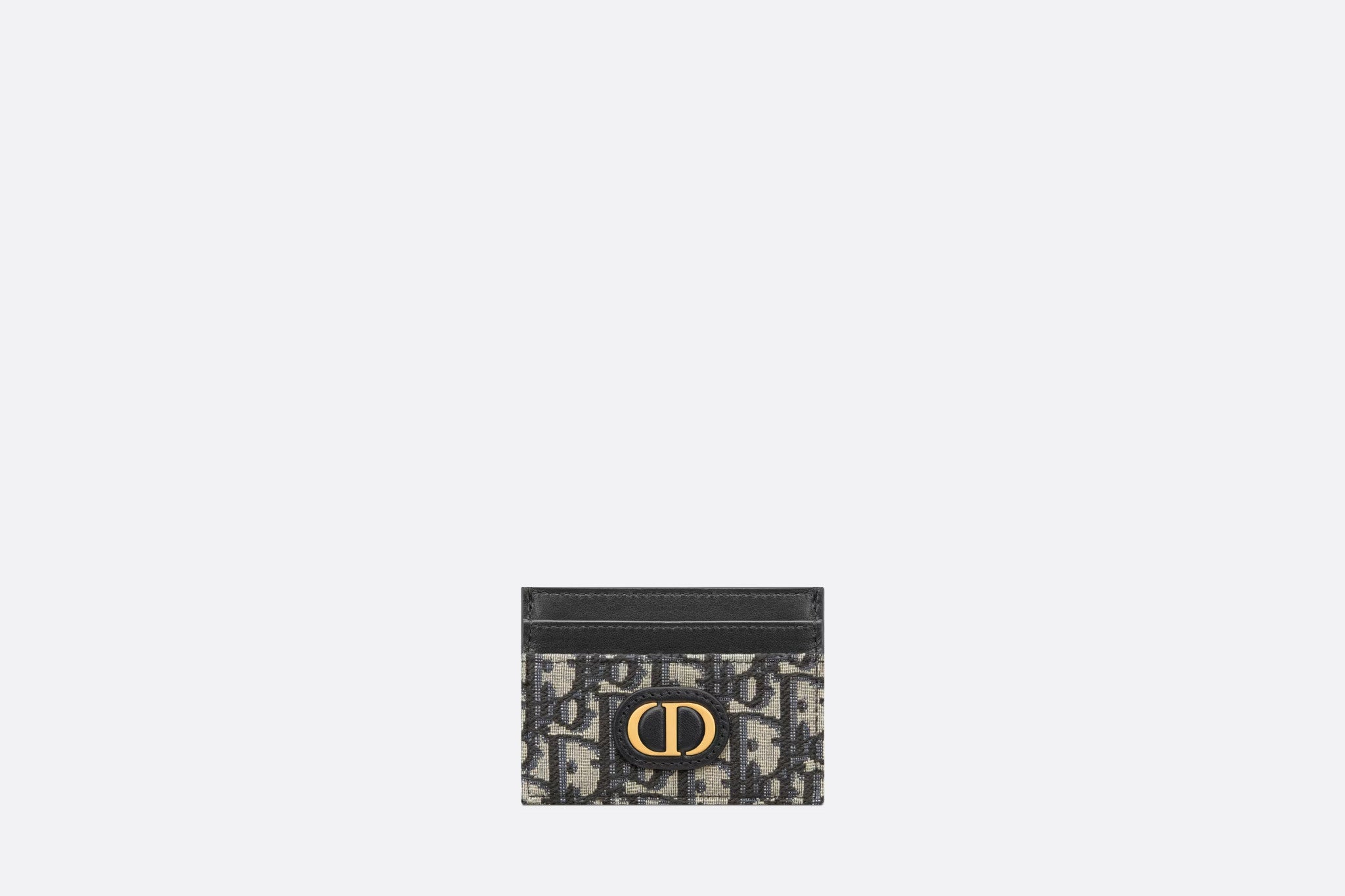 Dior Oblique Jacquard 6 Slot Card Holder Beige Black in Grained Calfskin   US