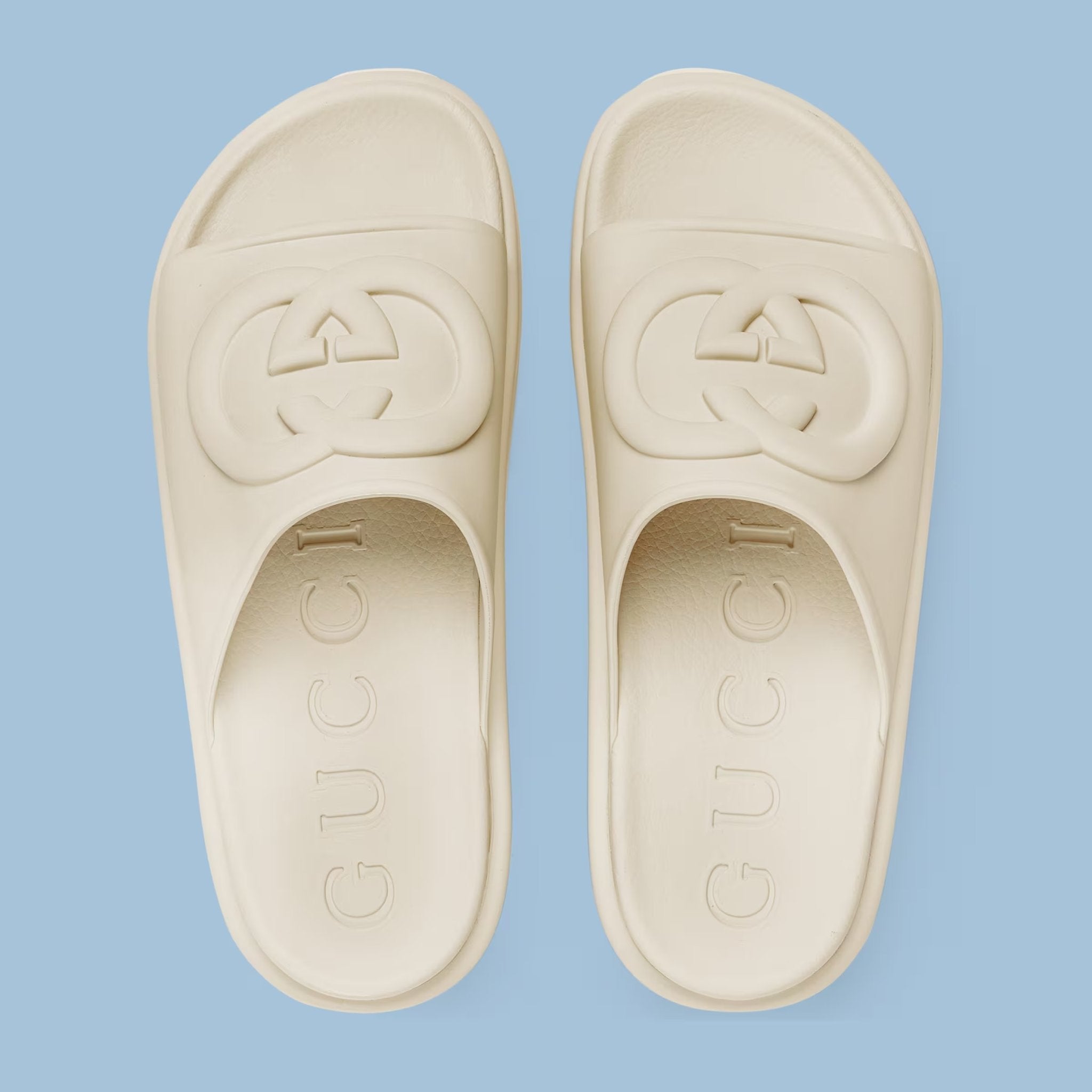 Gucci slides hot sale with logo