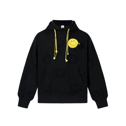 13DE MARZO HOODIE ALLOVER SMILEY PALDA BEAR BLACK