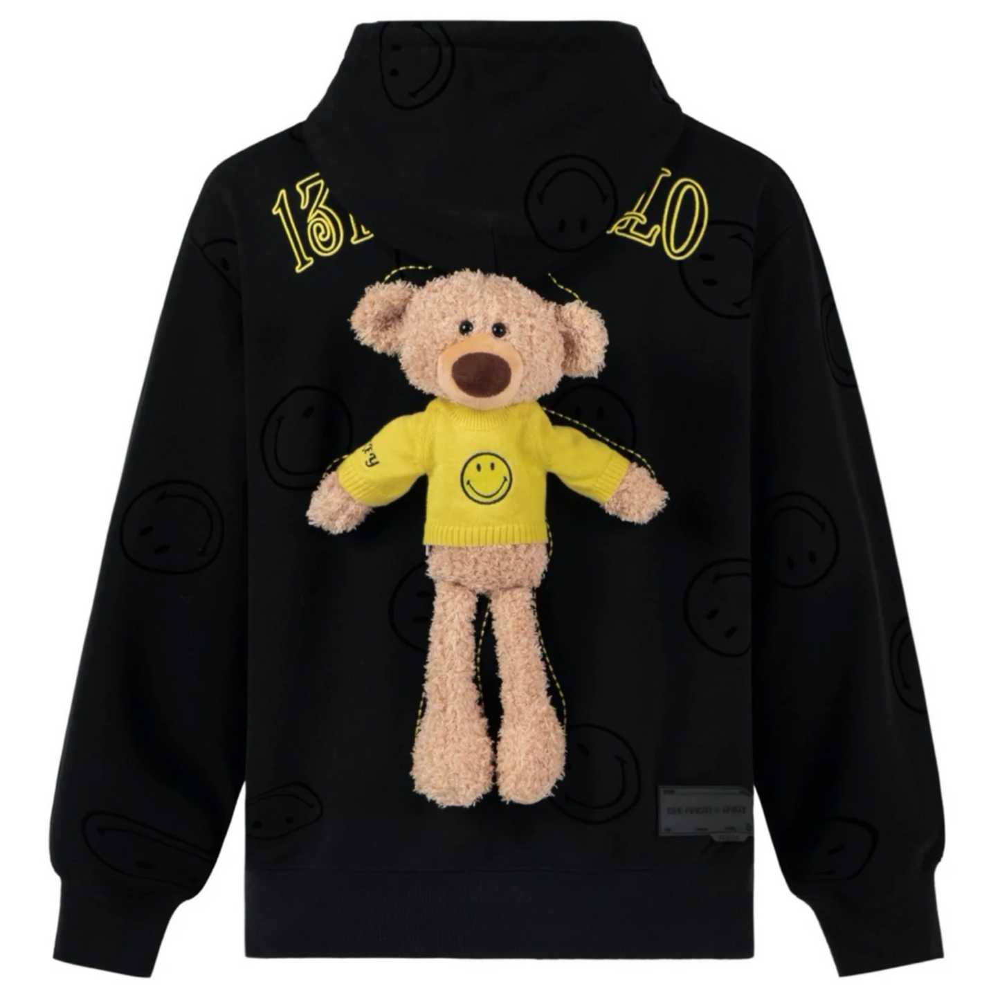 13DE MARZO HOODIE ALLOVER SMILEY PALDA BEAR BLACK