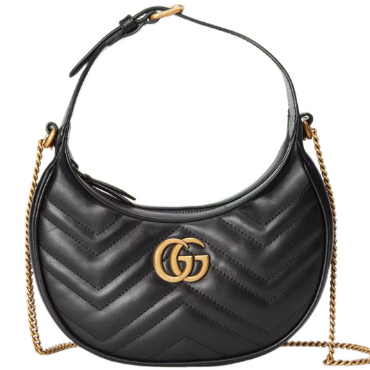 GUCCI BAG MARMONT HALF-MOON MINI BLACK