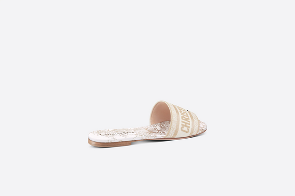 Christian Dior Dway Slide White Multicolor Embroidered with DJardin