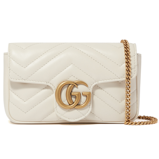 GUCCI BAG GG MARMONT MATELASSÉ LEATHER SUPER MINI ( WHITE )