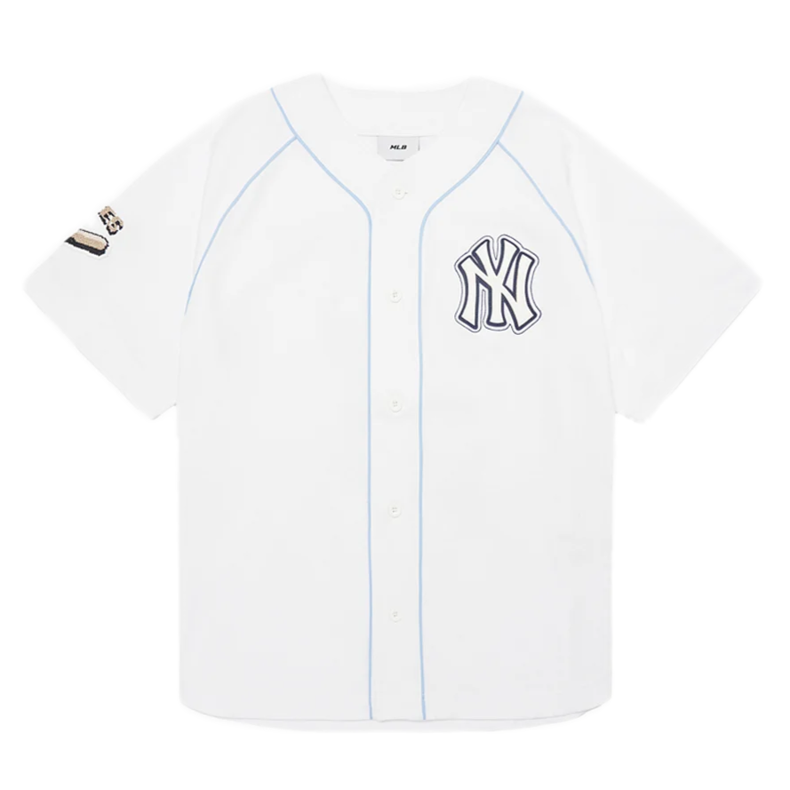 Áo phông MLB Jacquard Monogram Denim Baseball Shirt New York Yankees  3ABSN101450BLD