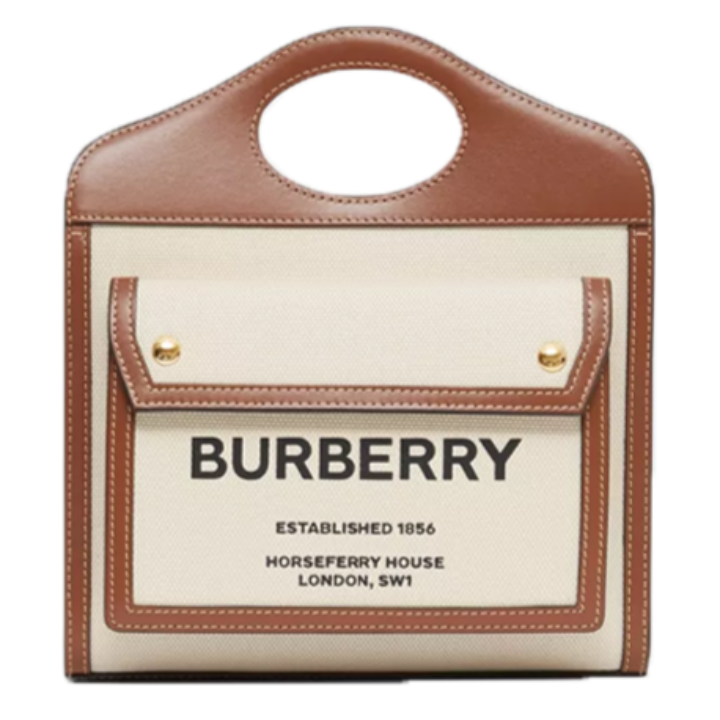 BURBERRY BAG MINI TWO-TONE CANVAS AND LEATHER POCKET