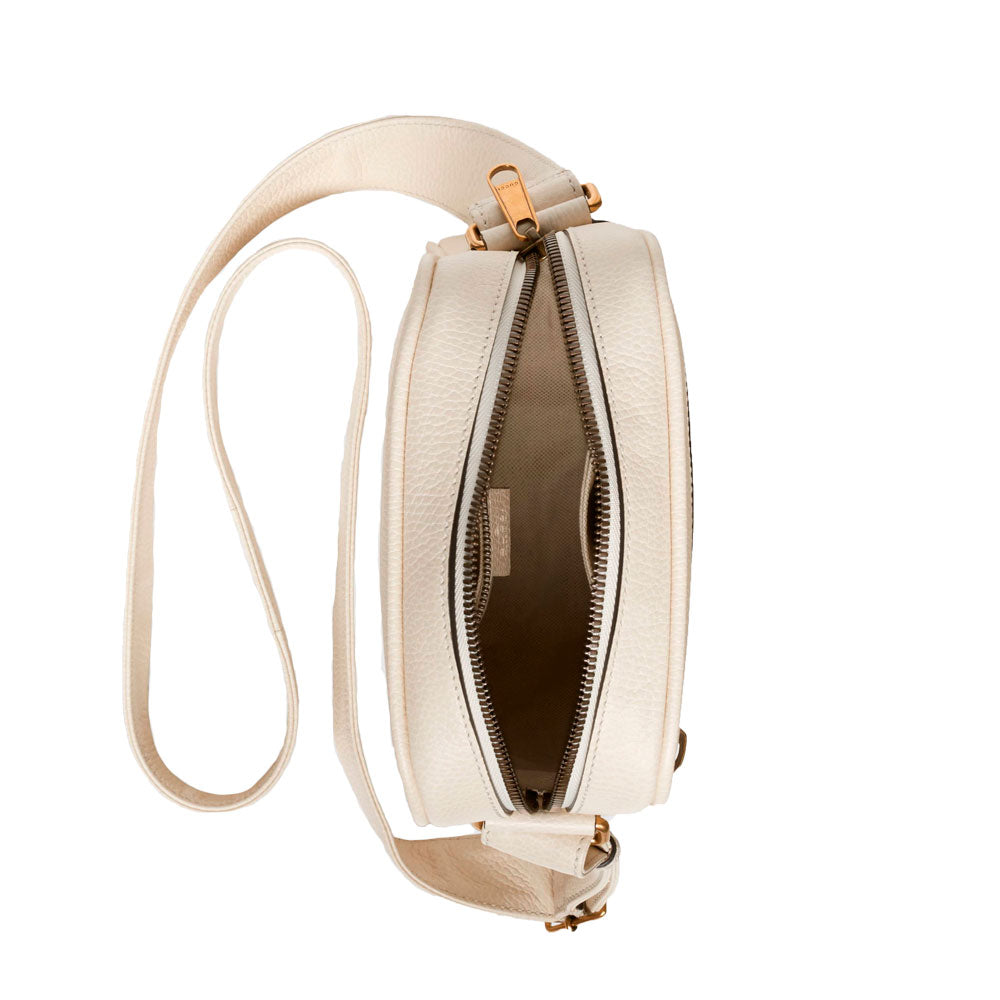 GUCCI BAG WHITE LOGO PRINT LEATHER MESSENGER ETEFT AUTHENTIC