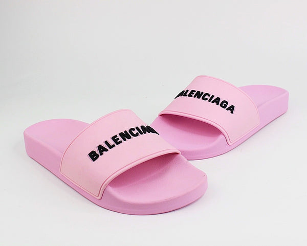Balenciaga Pool Logo Slides Acid PinkBlack  Slide  fashionette