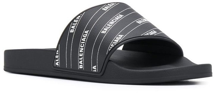 Balenciaga BB Black Rubber Wedge Slide Sandals Size 39 NIB  eBay