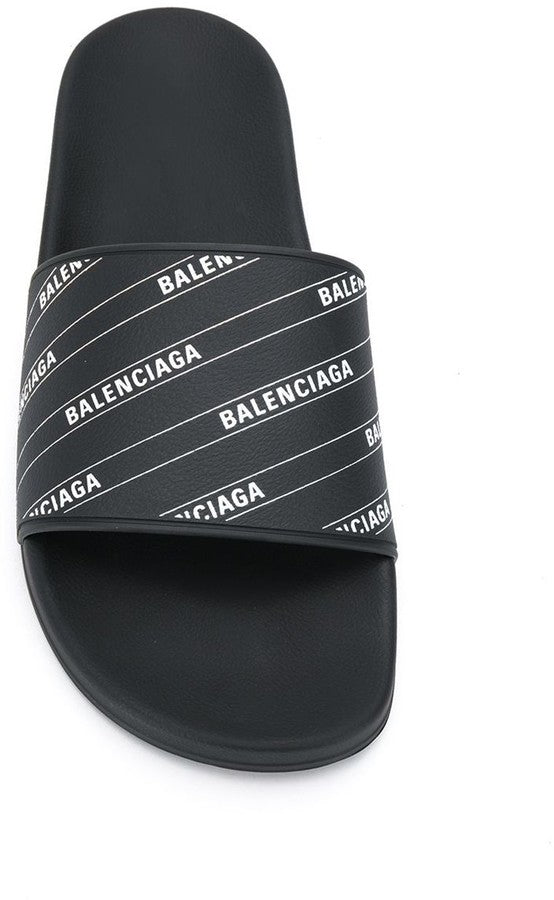 Balenciaga Logo Pool Sliders Black  ONU