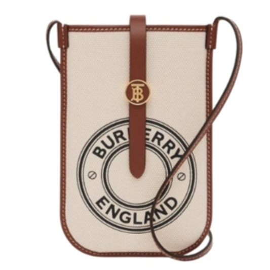 BURBERRY BAG LEATHER-TRIMMED PRINTED CANVAS PHONE HOLDER